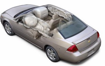 Front and rear side curtain air bags are standard safety features in the 2006 Chevrolet Impala.